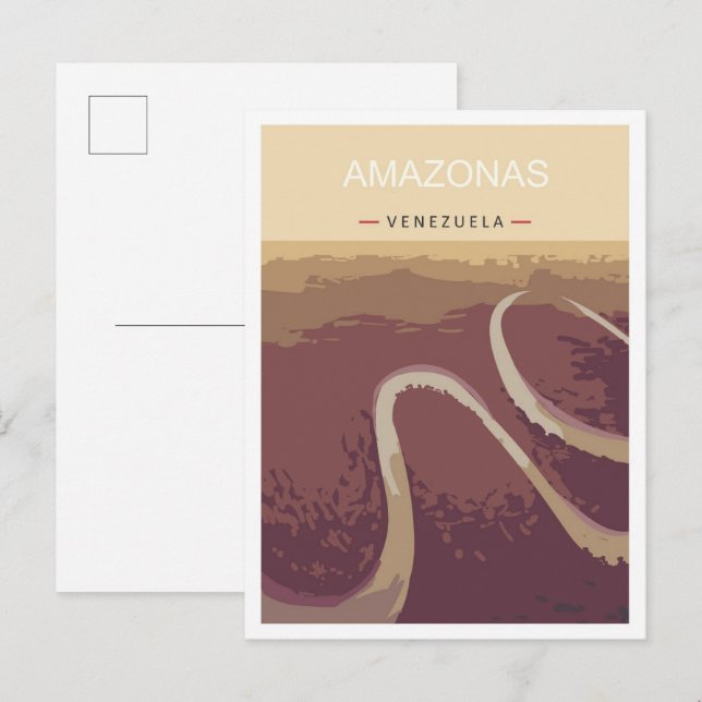 Amazonas Venezuela Art Vintage Travel Illustration Postcard (Front/Back)