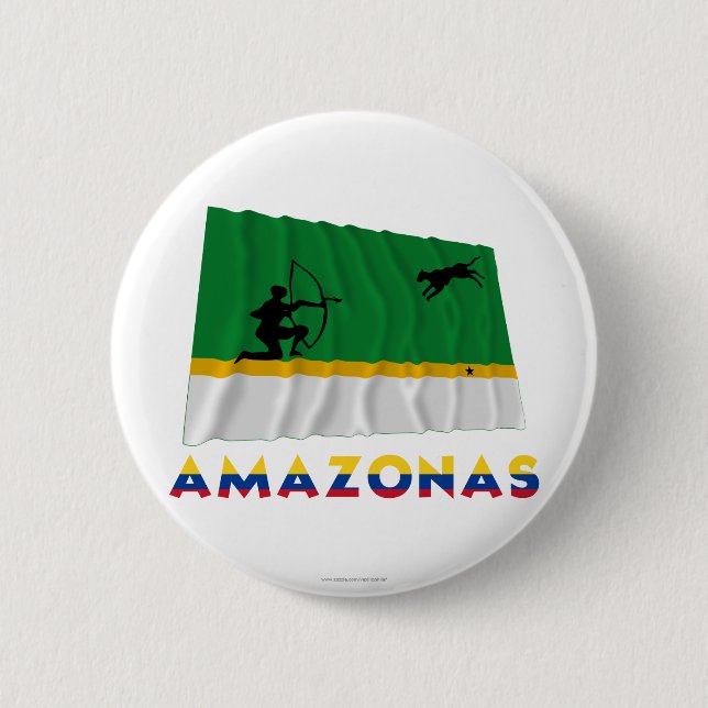 Amazonas Waving Flag with Name 2 Inch Round Button (Front)