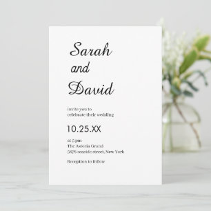 Amazone Font classic chic black and white wedding Invitation