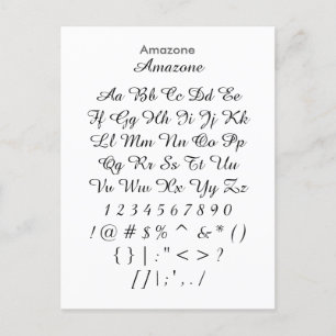 Amazone - Zazzle Font Sampler Sheet Postcard