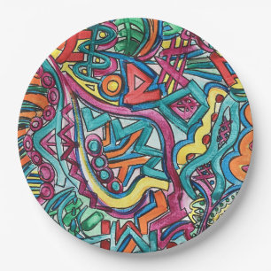 Amazonia-Hand Painted Abstract Art Paper Plate
