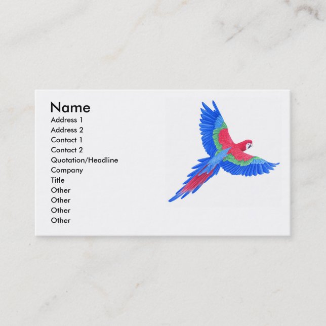 Amazonian Macaw Business Card (Front)