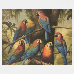 Amazonian Macaw Sanctuary Deep Verdant Wilderness  Fleece Blanket