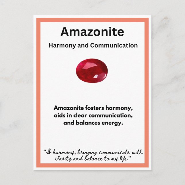 Amazonite Crystal pierre signifiant carte (Devant)