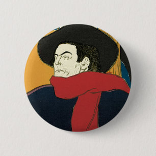 Ambassadeurs, Artistide Bruant by Toulouse Lautrec 2 Inch Round Button
