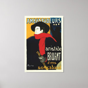 Ambassadeurs, Artistide Bruant by Toulouse Lautrec Canvas Print