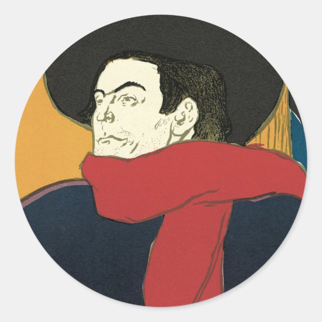 Ambassadeurs, Artistide Bruant by Toulouse Lautrec Classic Round Sticker (Front)