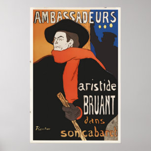 Ambassadeurs Cafe Vintage Ad Poster Fine Art Print