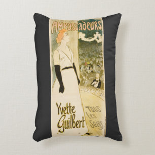 Ambassadeurs Yvette Guilbert by Theophile Steinlen Accent Pillow