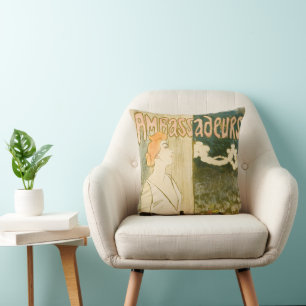 Ambassadeurs Yvette Guilbert by Theophile Steinlen Throw Pillow