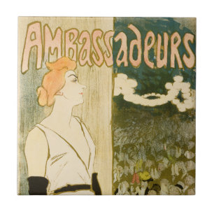 Ambassadeurs Yvette Guilbert by Theophile Steinlen Tile
