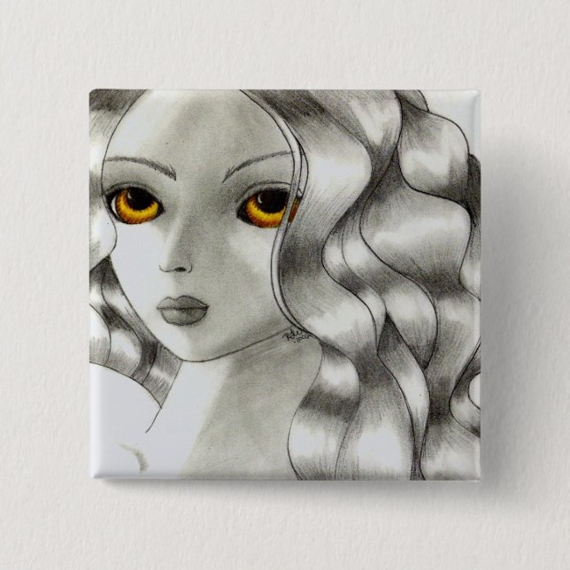 Amber 2 Inch Square Button (Front)