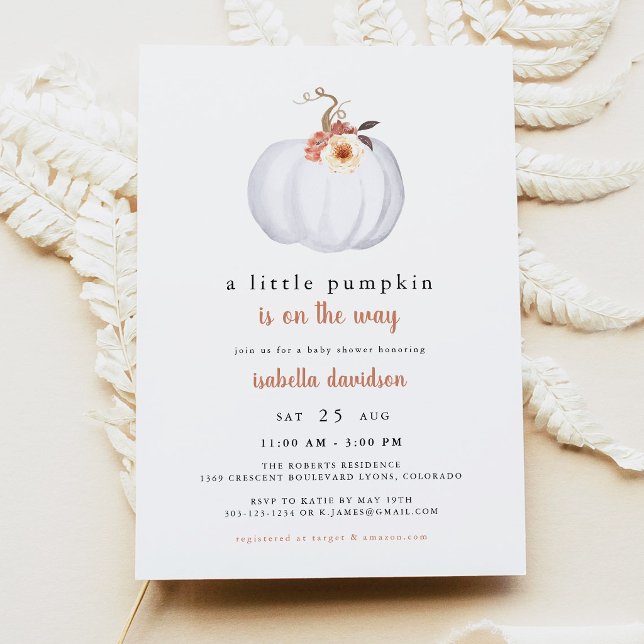 Amber - A Little Pumpkin Rustic Fall Baby Shower Invitation (Creator Uploaded)