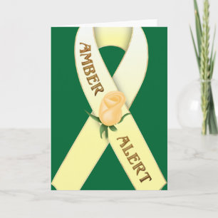 Amber Alert Ribbon Awareness Blank Greeting Card