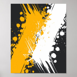 Amber and White Abstract Paint Splash Poster