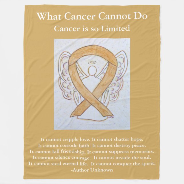 Amber Awareness Ribbon Angel Cancer Chemo Blanket (Front)