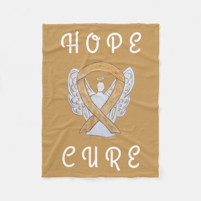 Amber Awareness Ribbon Angel Cancer Chemo Blanket (Front)