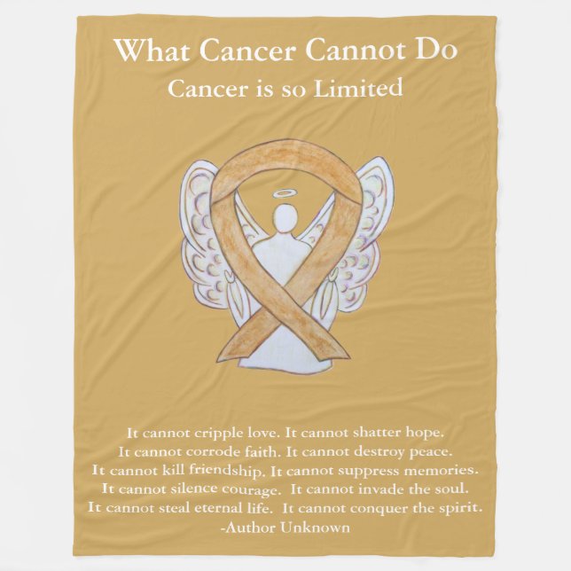 Amber Awareness Ribbon Angel Cancer Chemo Blanket (Front)