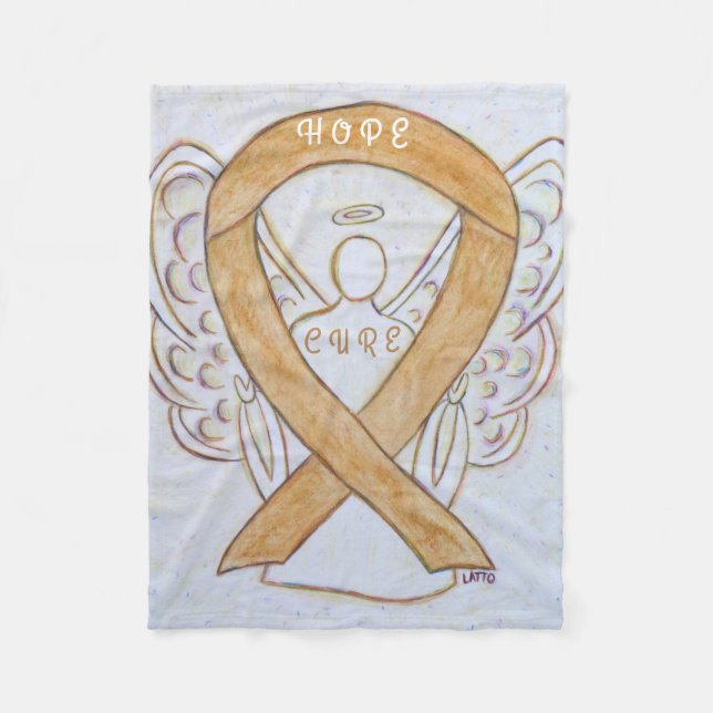 Amber Awareness Ribbon Appendix Cancer Blanket (Front)