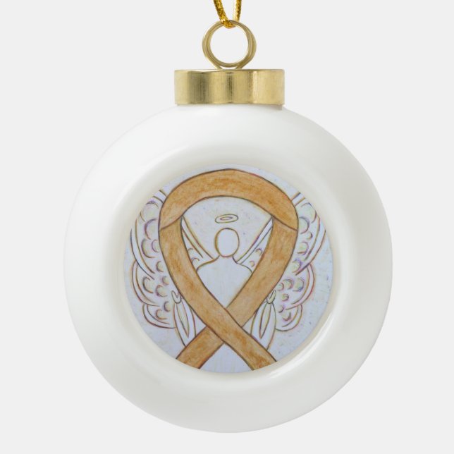 Amber Awareness Ribbon Guardian Angel Ornaments (Front)