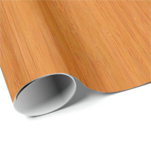 Amber Bamboo Wood Grain Look Wrapping Paper