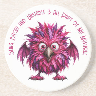 Amber - Big-Eyed Feathered Whimsical Monster  Coaster