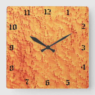 Amber Bird's Eye Maple Wood Grain Printed Pattern Square Wall Clock