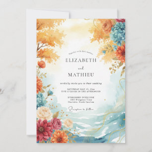 Amber Bloom Whimsical Wedding Invitation