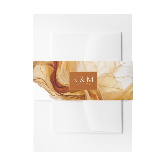 Amber Brandy Abstract Ink Wedding ID1089 Invitation Belly Band (Front Example)