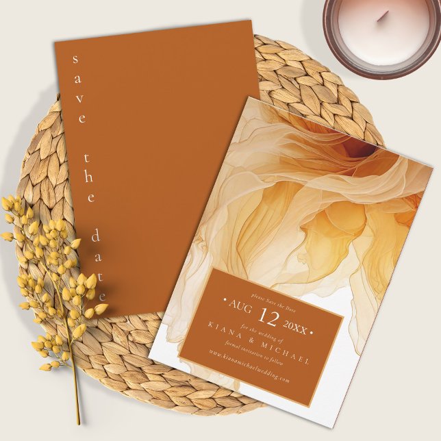 Amber Brandy Abstract Ink Wedding ID1089 Save The Date (Creator Uploaded)