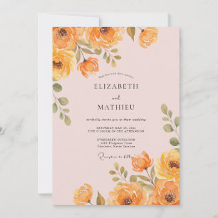 Amber Citrus Blossom Wedding Invitation