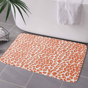 Amber Colour and White Leopard Print Bath Mat
