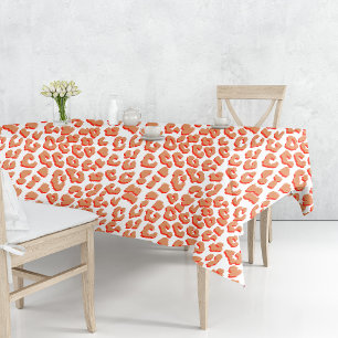 Amber Colour and White Leopard Print Tablecloth