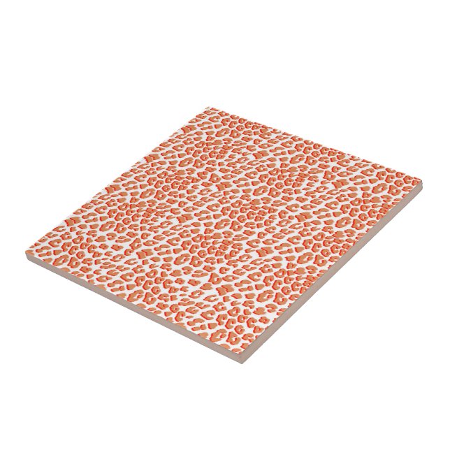 Amber Colour and White Leopard Print Tile (Side)