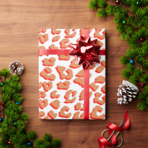 Amber Colour and White Leopard Print Wrapping Paper