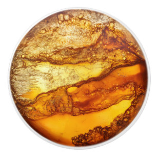 Amber Colour Pattern Ceramic Knob