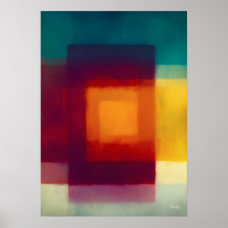 Amber Crimson Color Field Abstract Modern Wall Art