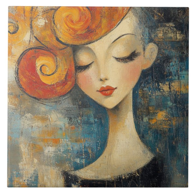 Amber Curls Bring Quiet Thoughts Tile (Front)