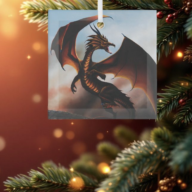 Amber Dragon Fantasy Glass Ornament (Creator Uploaded)