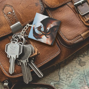 Amber Dragon Fantasy Keychain