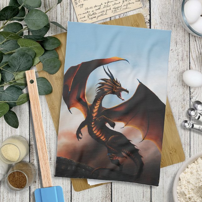 Amber Dragon Fantasy Kitchen Towel (Creator Uploaded)