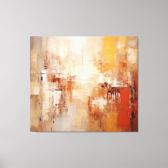 Amber Echoes Abstract Painting - Earth Tones Canvas Print (Front)