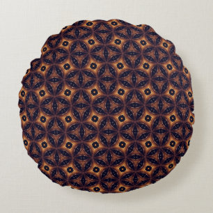 Amber Eclipse Mosaic Round Pillow