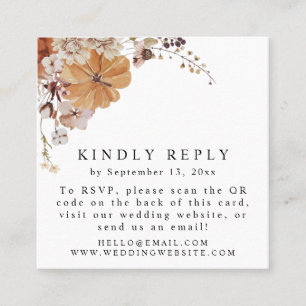 AMBER Fall Pumpkin Autumn QR Code RSVP Square Card