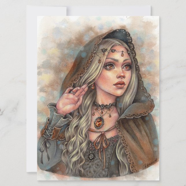 Amber Fantasy Fae Enchantress Art Card (Front)