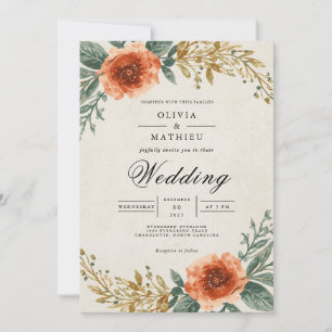 Amber Floral Arch Wedding Invitation