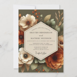 Amber Floral Autumn Elegance Wedding Invitation