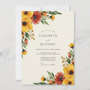 Amber Floral Autumn Romance Wedding Invitation