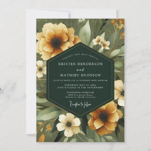 Amber Floral Botanical Romance Wedding Invitation