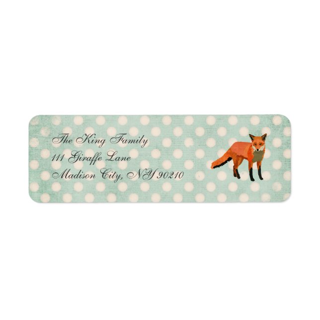 Amber Fox Polkadot   Address Label (Front)